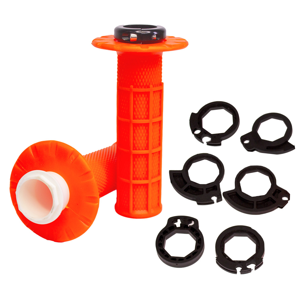 HANDLEBAR GRIPS APICO LOCK ON FULL DIAMOND HALF WAFFLE ORANGE